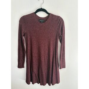 Fortune + Ivy Women Burgundy Marl Knit Long Sleeve Swing Dress PXS